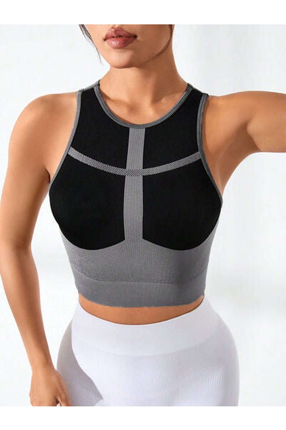 Color Block Round Neck Active Tank