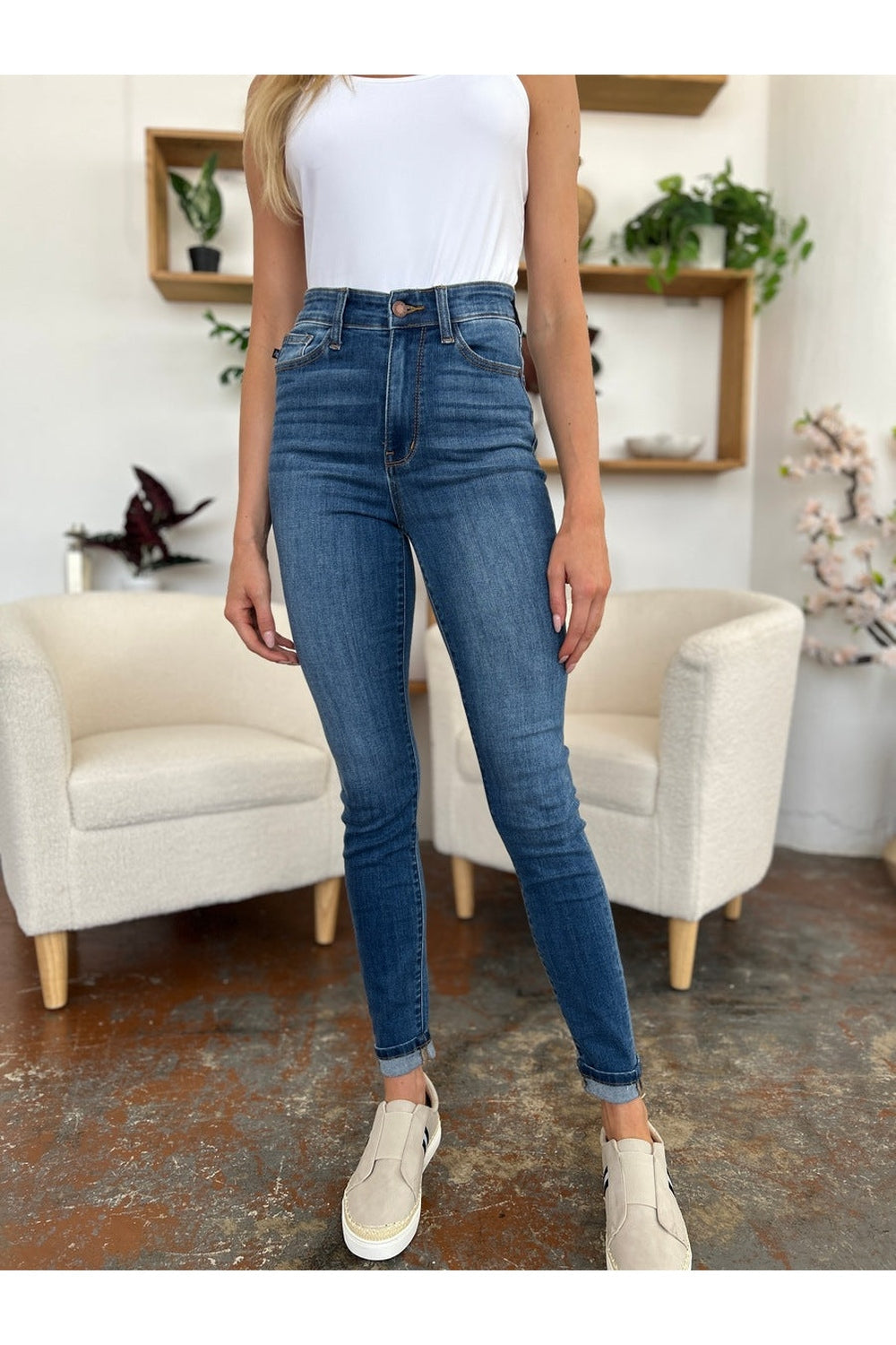 Judy Blue Full Size Cuffed Hem Skinny Jeans