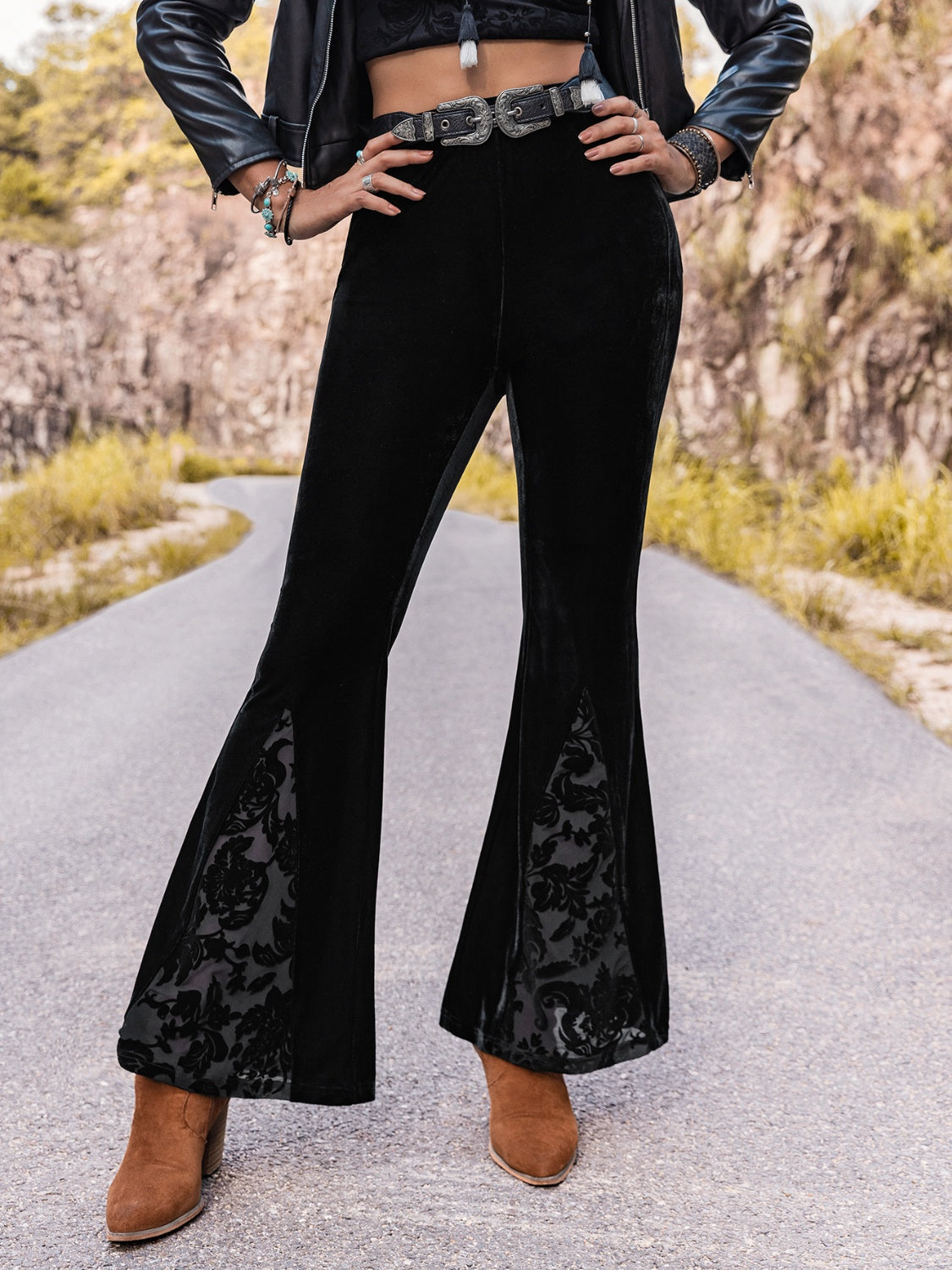 Black High Waist Flare Leg Pants