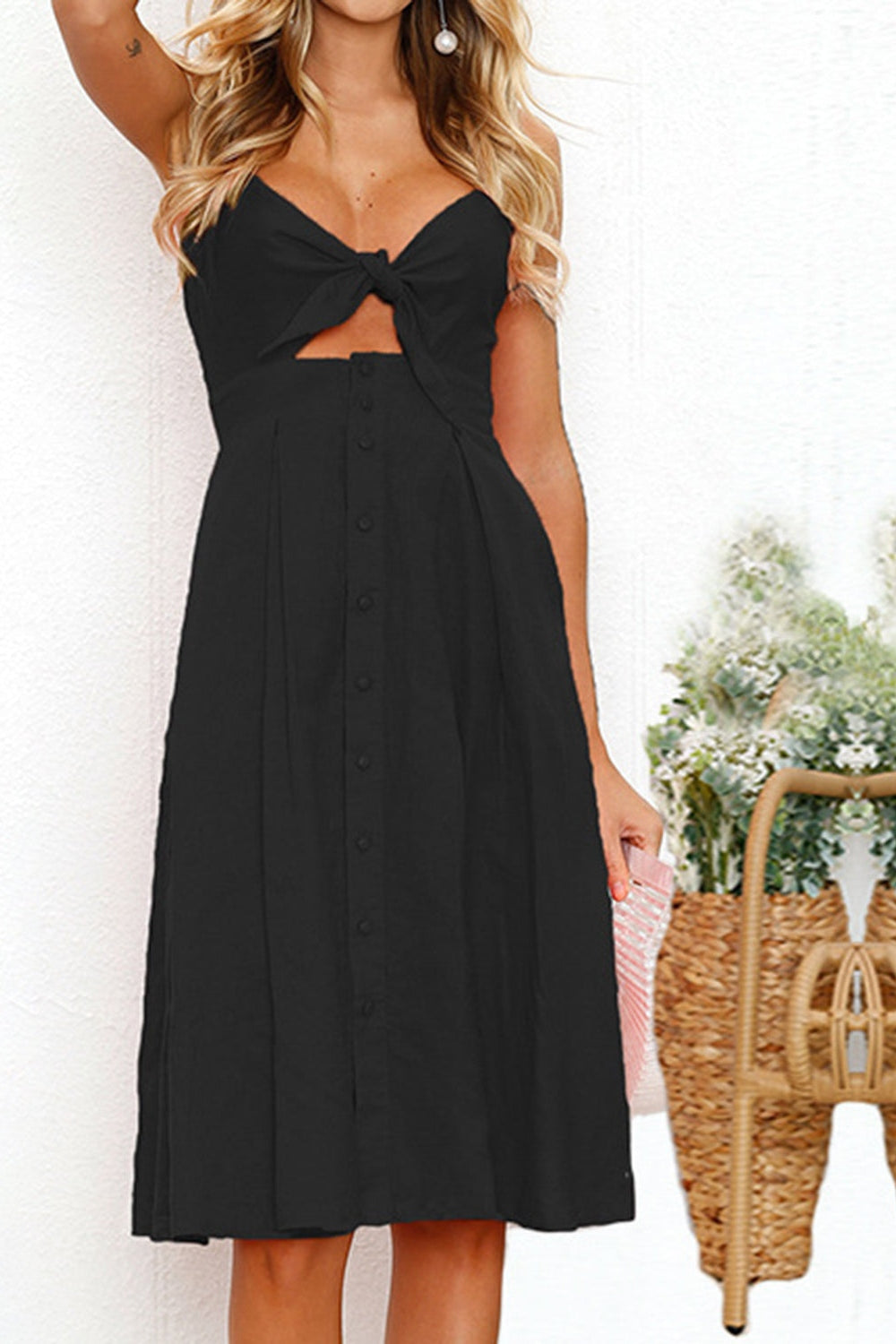 Cutout Smocked Sweetheart Neck Cami Dress