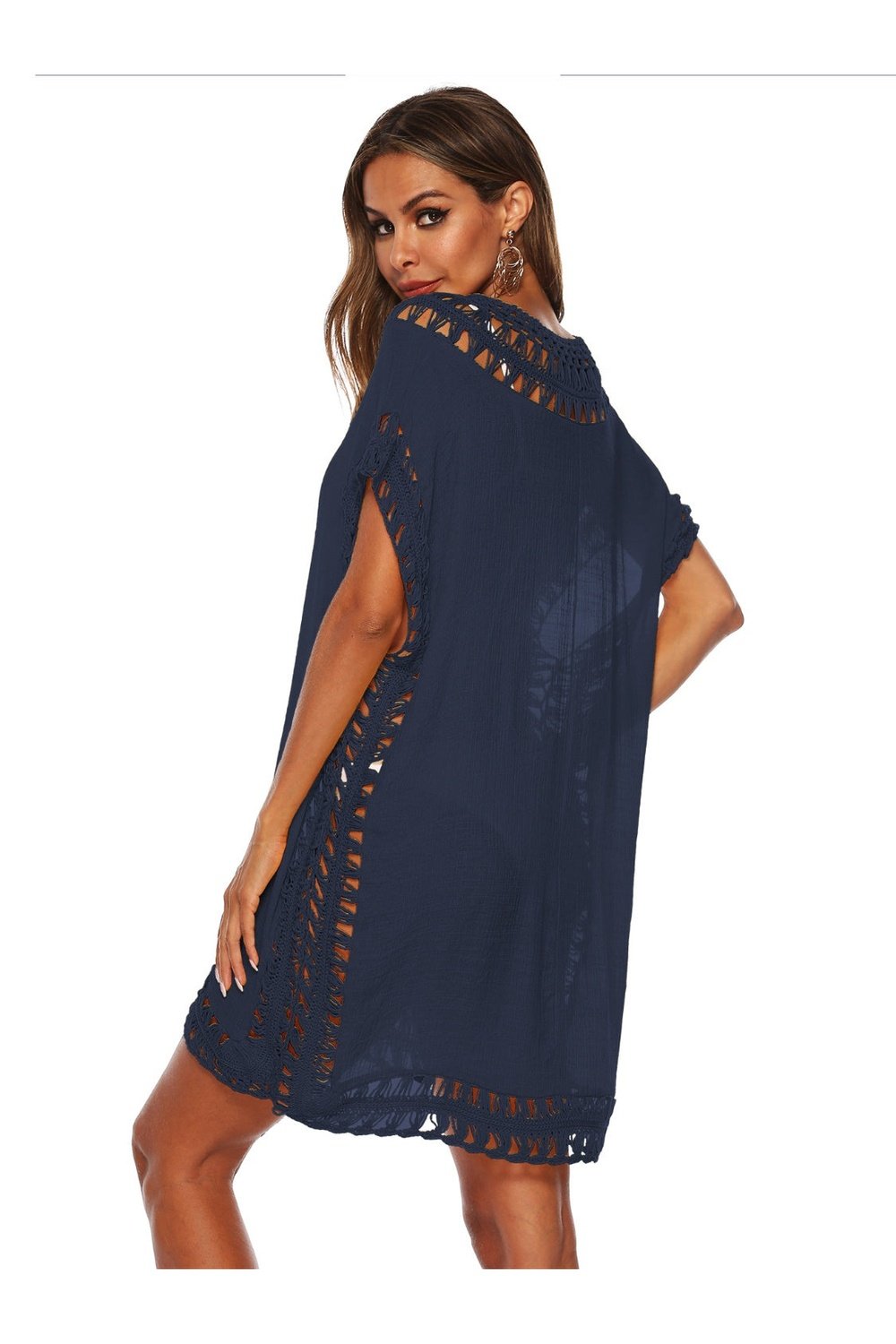 Cutout V-Neck Short Sleeve Cover-Up