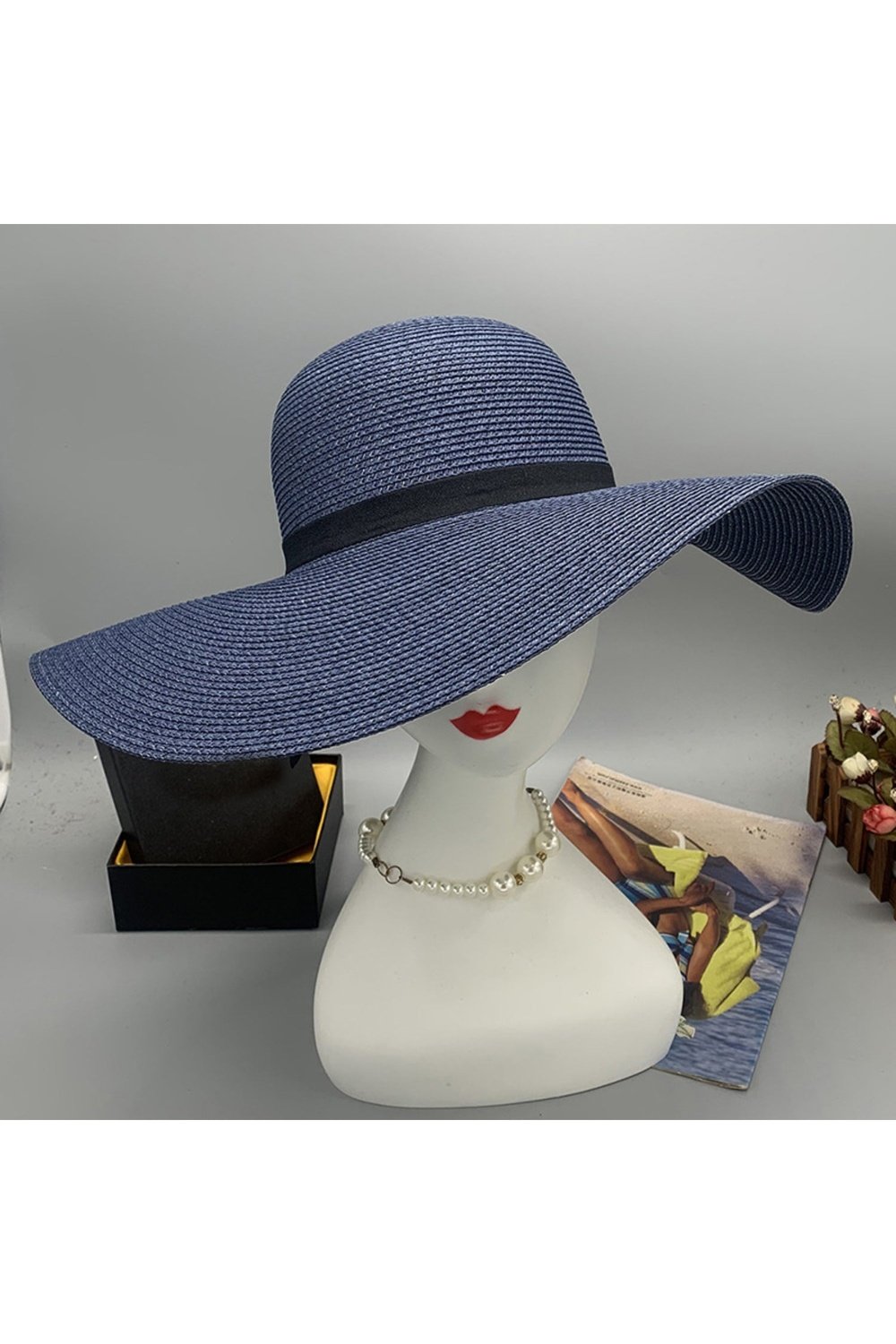 Bow Paper Braided Wide Brim Hat