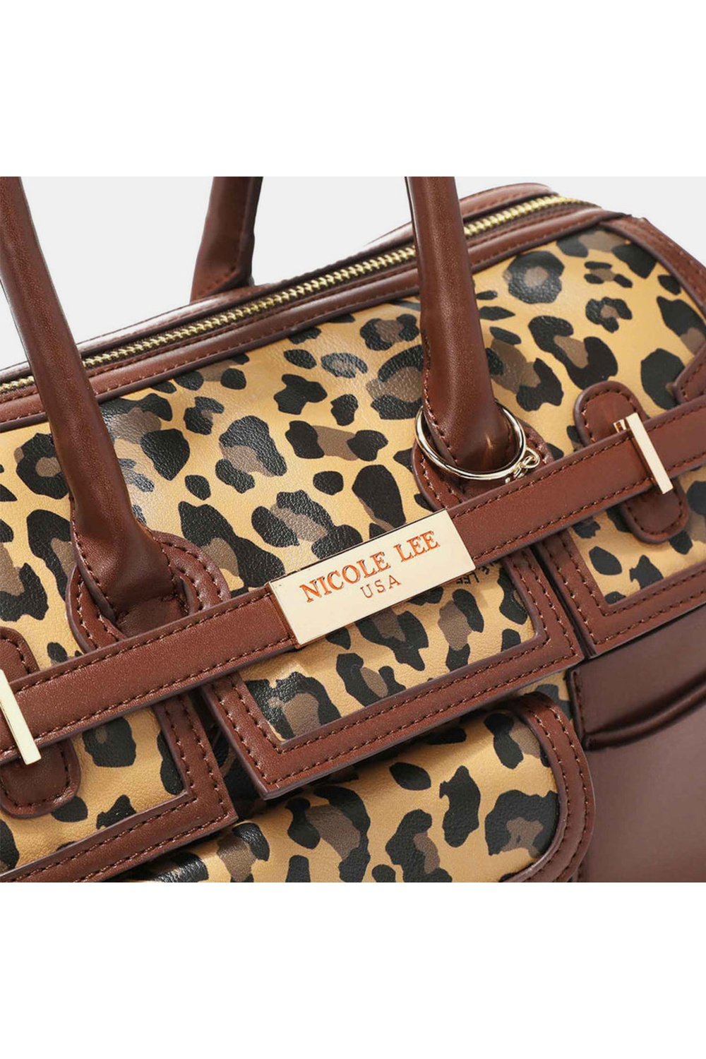 Nicole Lee USA Leopard Boston Bag