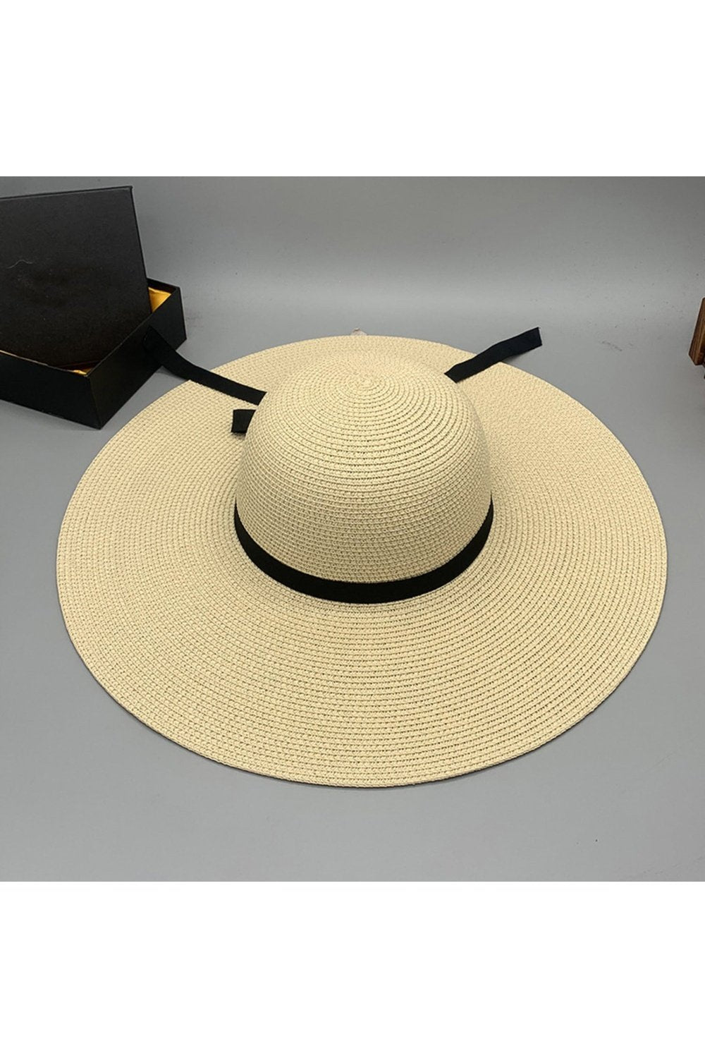 Bow Paper Braided Wide Brim Hat