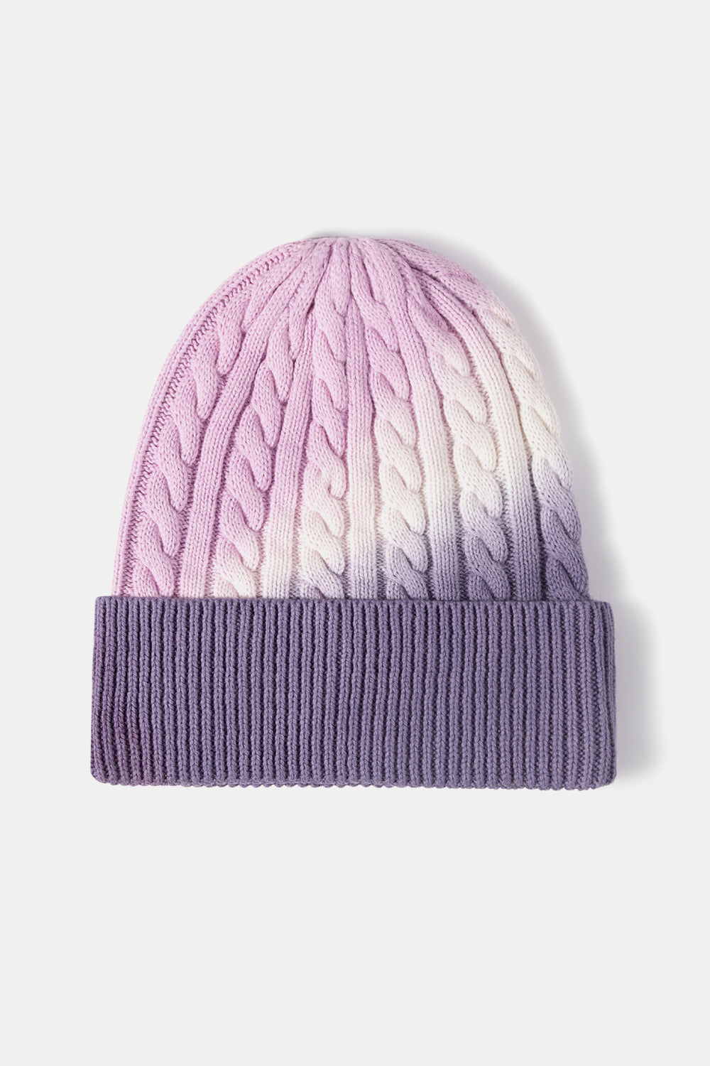 Contrast Tie-Dye Cable-Knit Cuffed Beanie