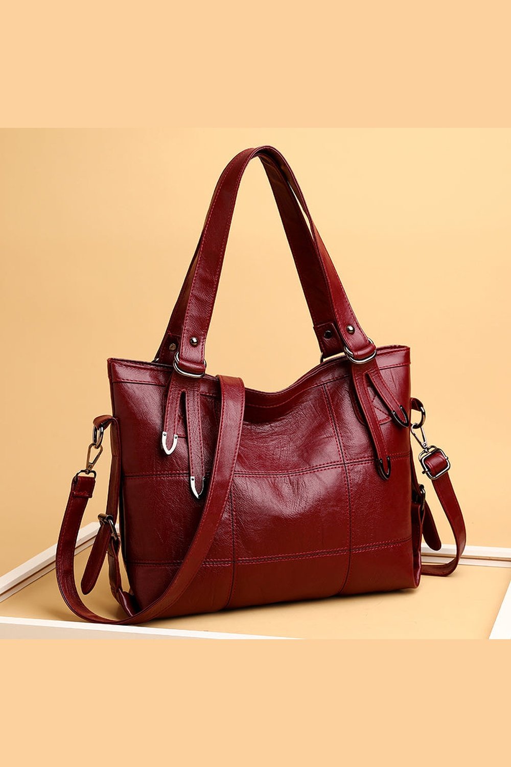 PU Leather Medium Handbag