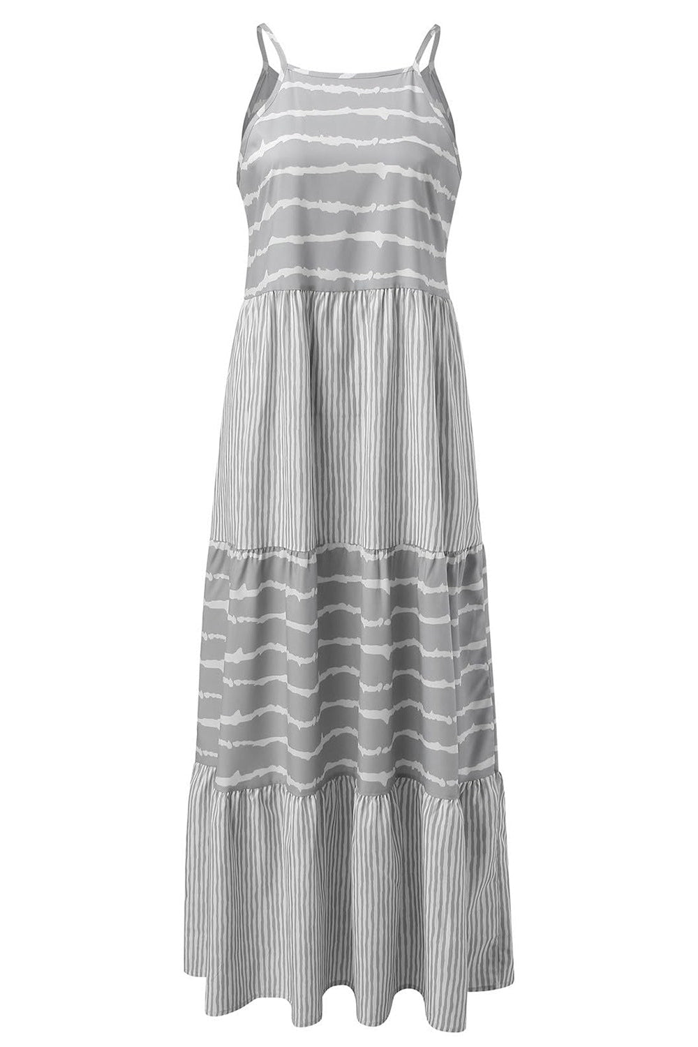 Tiered Striped Sleeveless Cami Dress