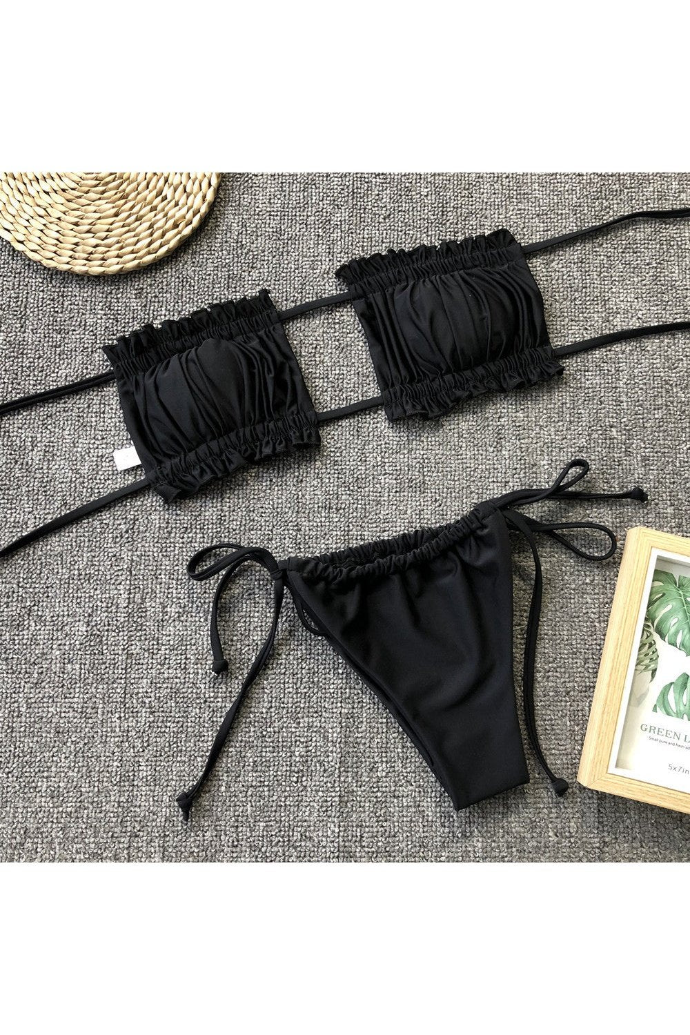 Frill Trim Ruched Bikini Set