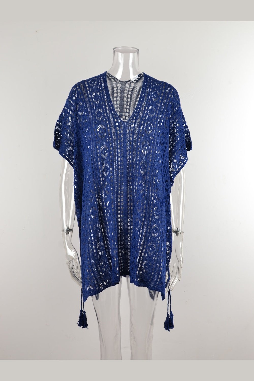 Cutout V-Neck Cover-Up with Tassel