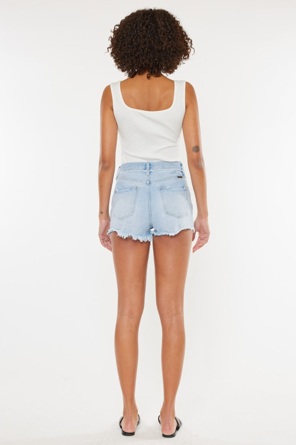 Kancan Distressed Button Fly Denim Shorts