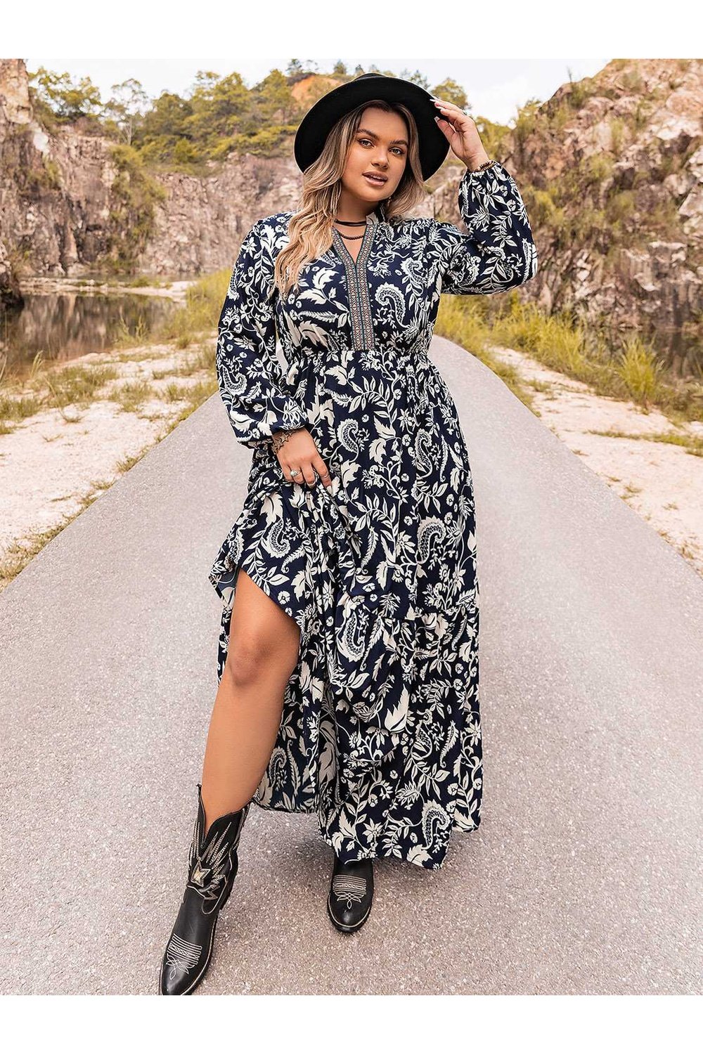 Plus Size Long Sleeve Maxi Dress