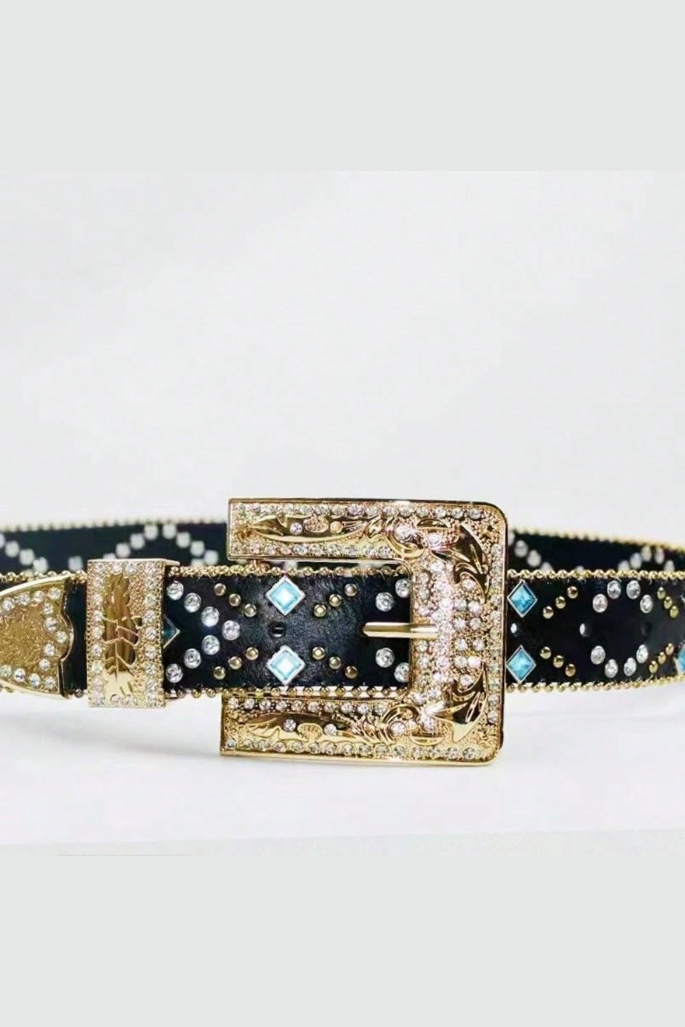 Rhinestone PU Leather Belt