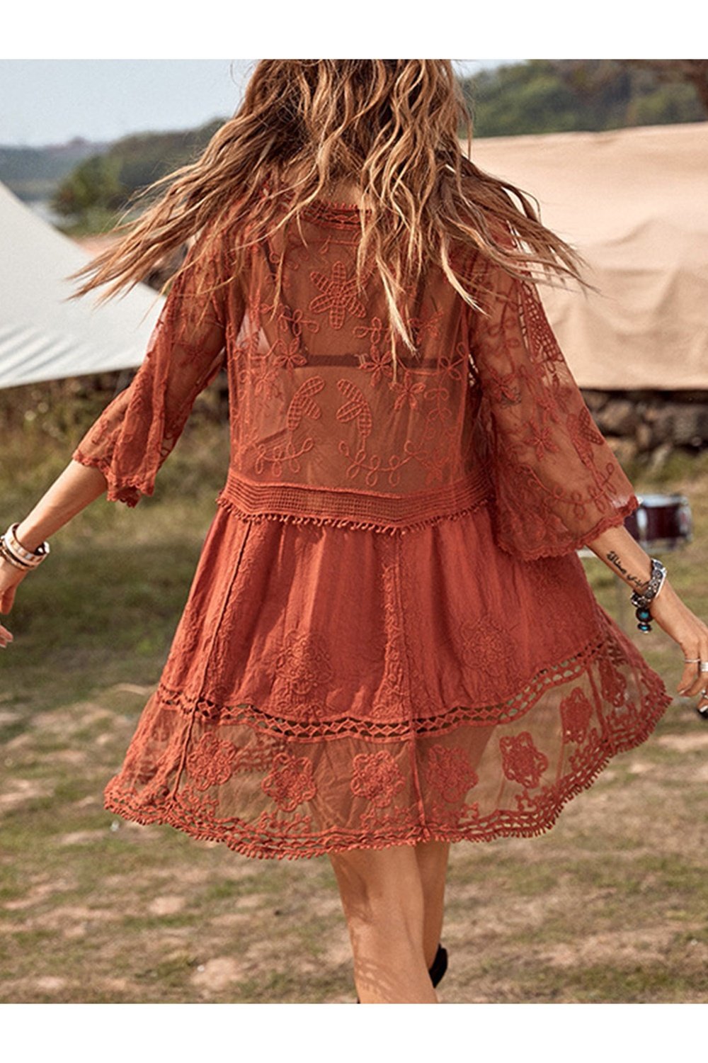 Lace Detail Plunge Cover-Up Dress