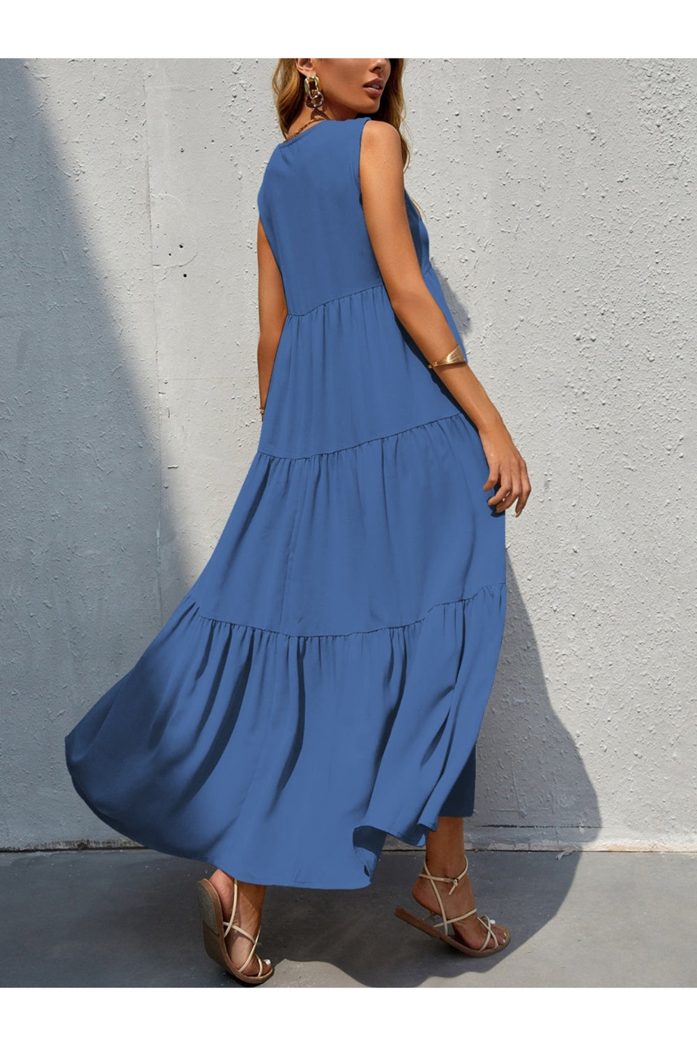 Tiered V-Neck Sleeveless Dress