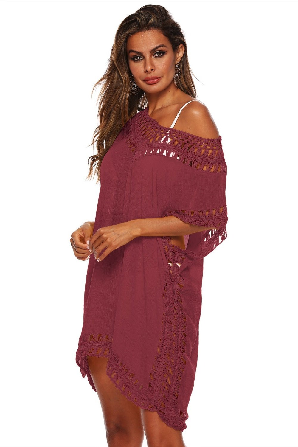 Cutout V-Neck Short Sleeve Cover-Up