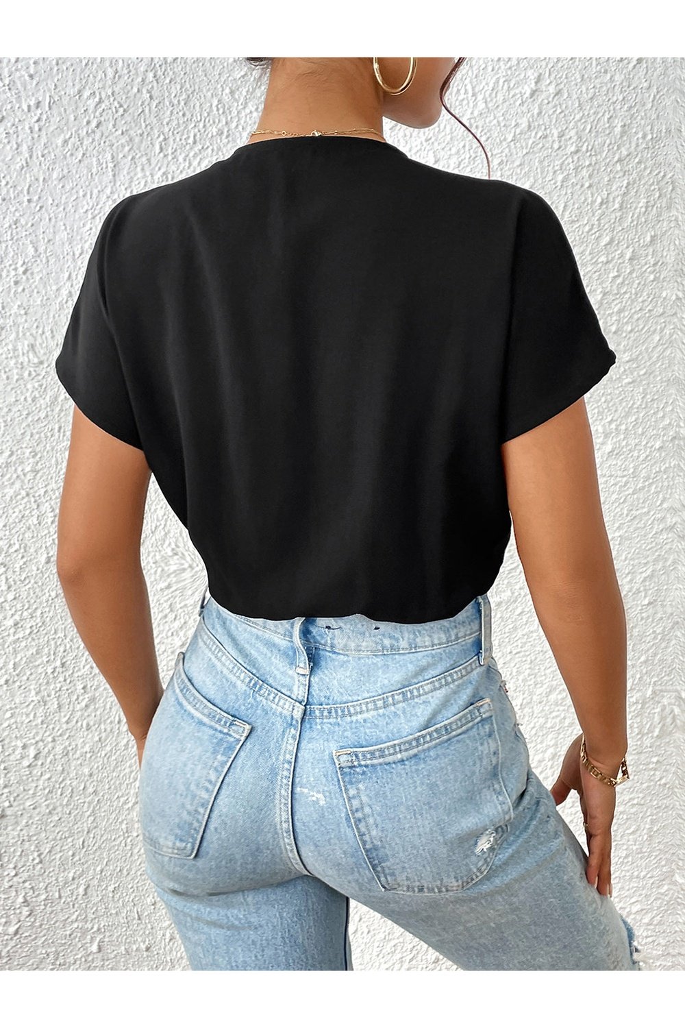 Surplice Short Sleeve Ruched Bodysuit