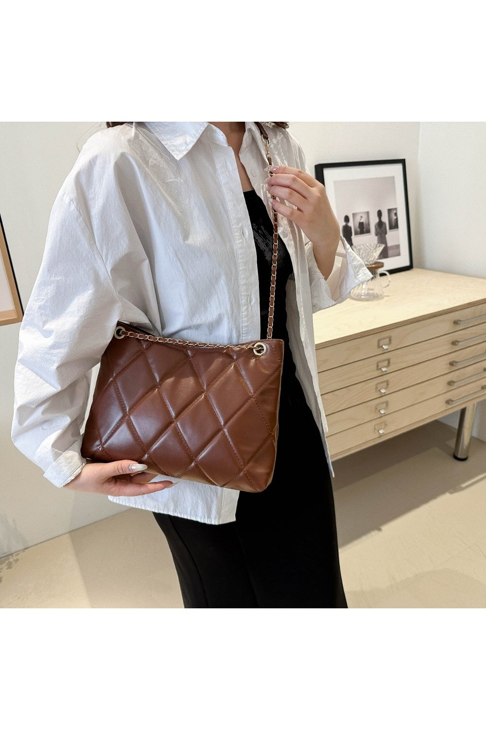 PU Leather Medium Handbag