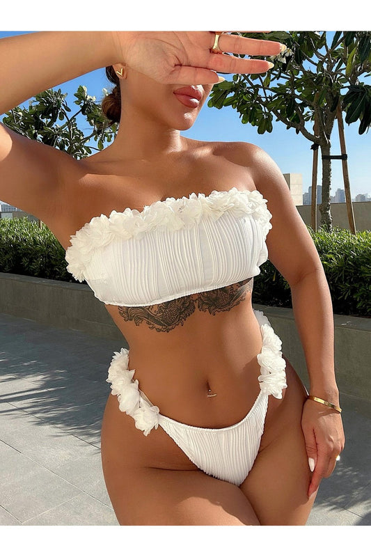 Applique Tie Back Two-Piece Bikini Set