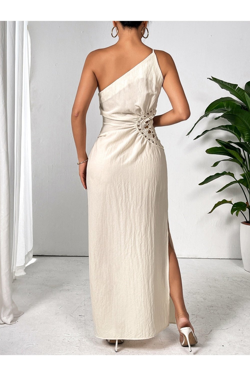 Slit One Shoulder Sleeveless Maxi Dress