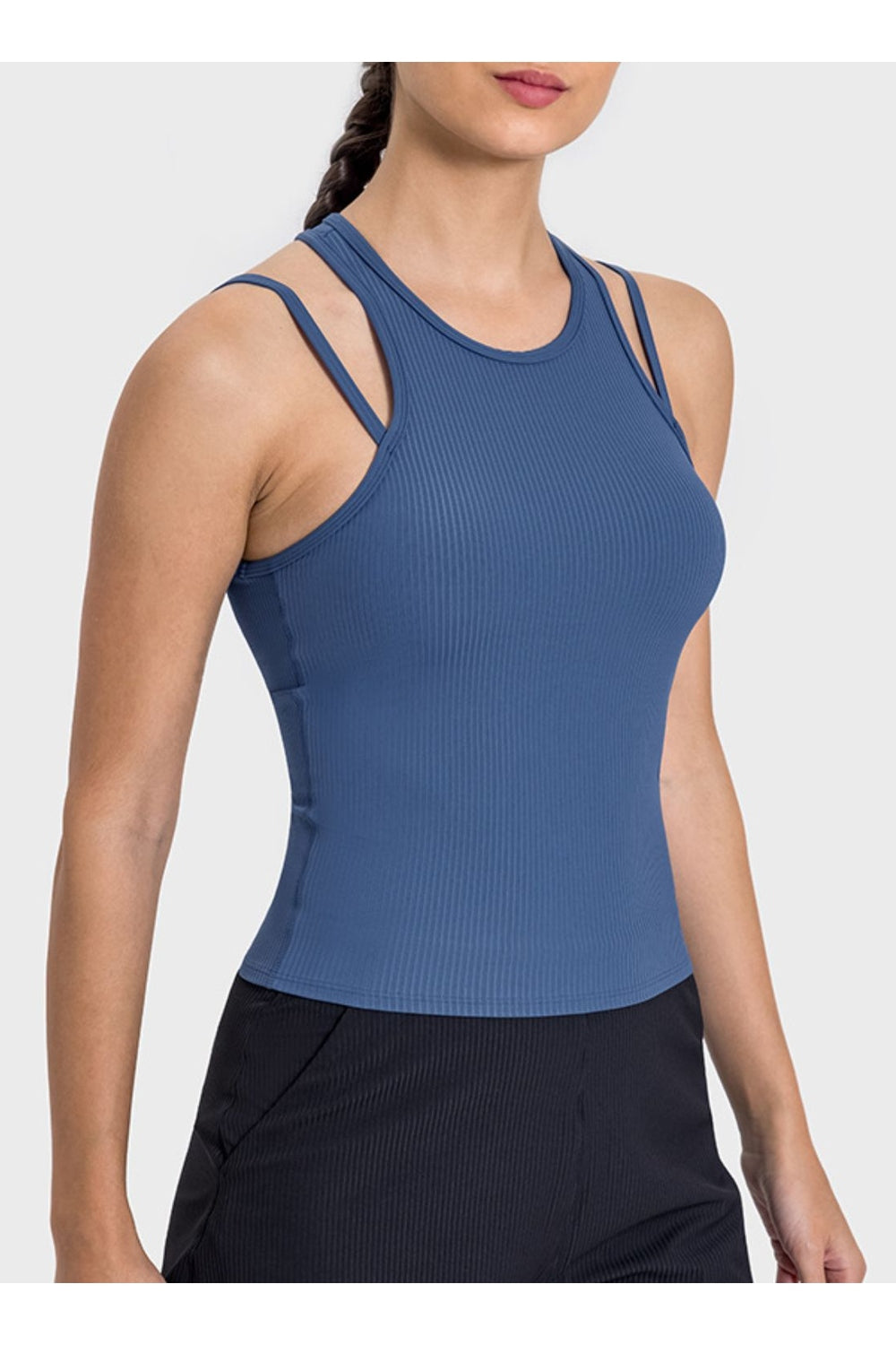 Millennia Cutout Round Neck Racerback Active Tank