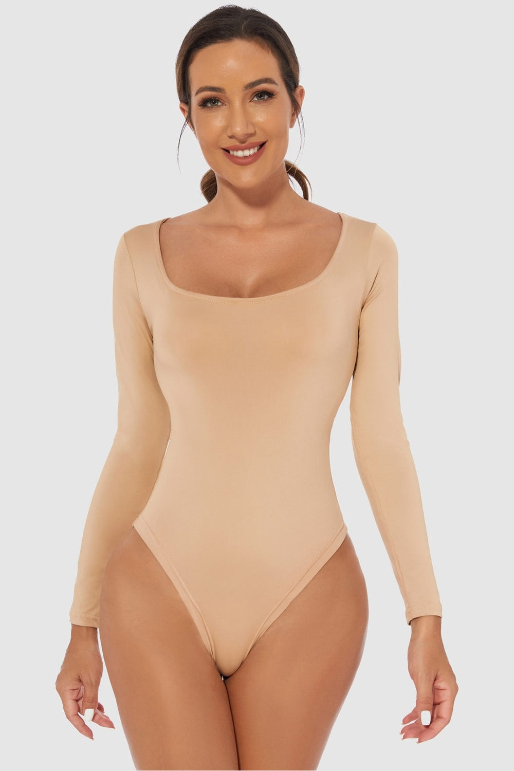 Full Size Scoop Neck Long Sleeve Bodysuit