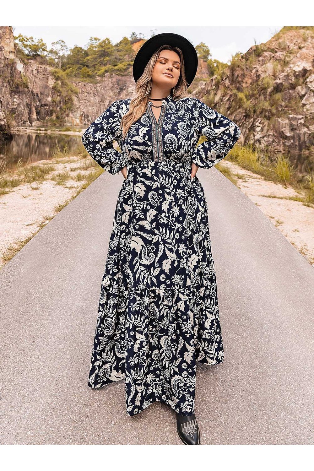 Plus Size Long Sleeve Maxi Dress