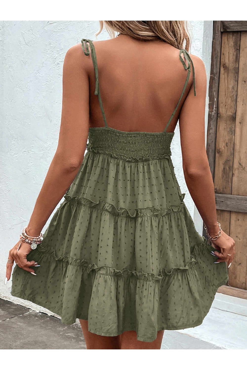 Frill Spaghetti Strap Tiered Dress