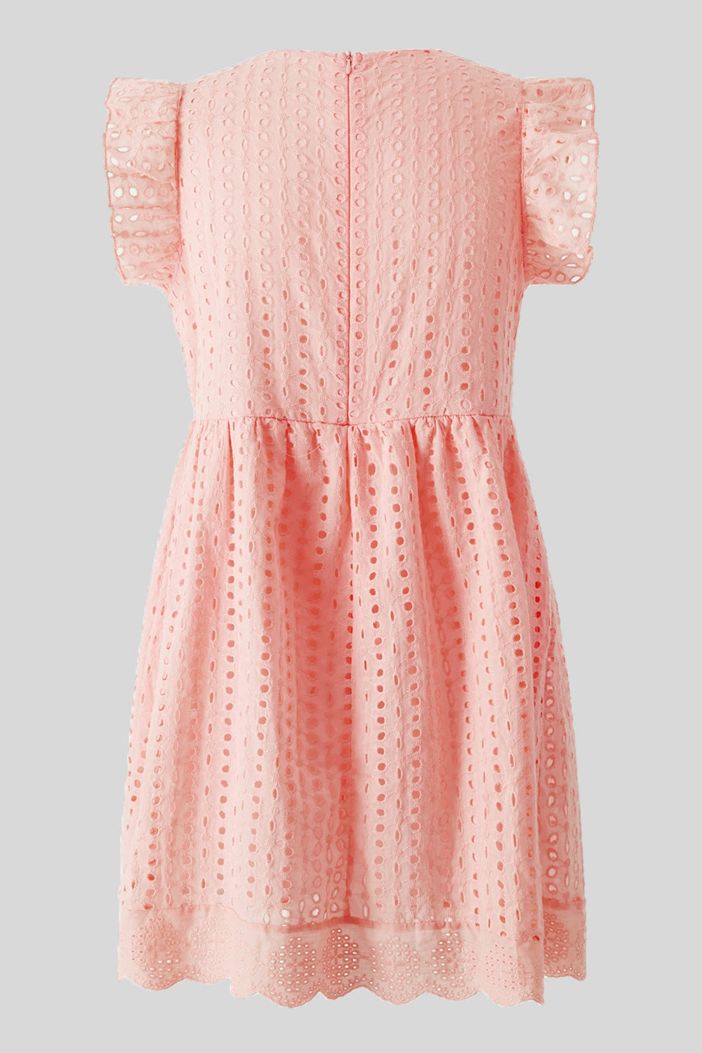 Ruffled Eyelet Cap Sleeve Mini Dress