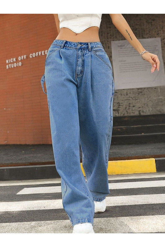 Wide Leg Jeans with Pockets