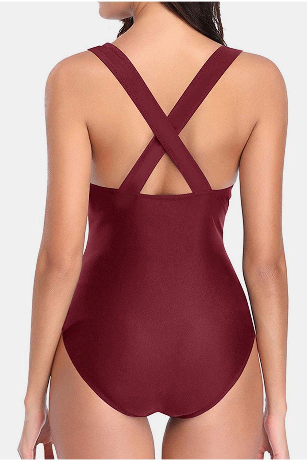 Crisscross Plunge Wide Strap One-Piece Swimwear