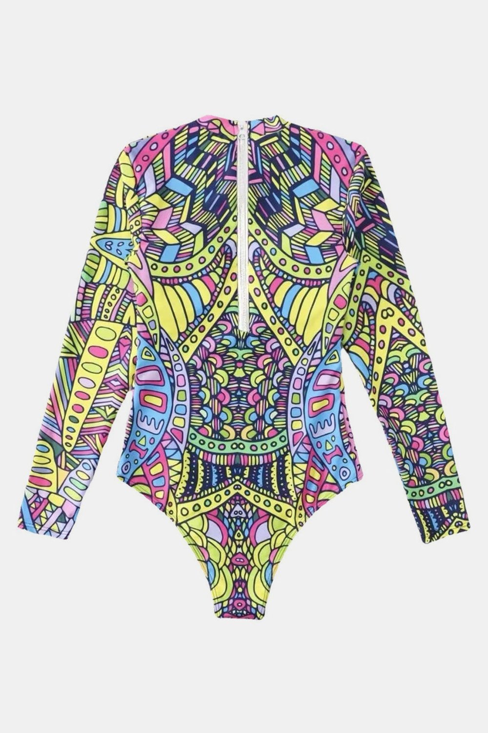 Mock Neck Long Sleeve One-Piece Swimwear