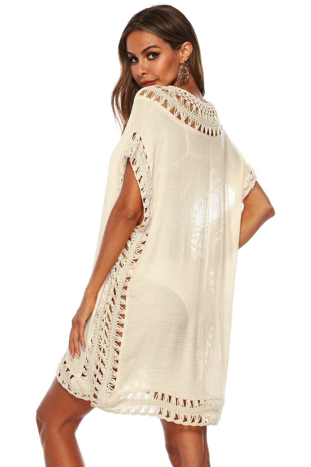 Cutout V-Neck Short Sleeve Cover-Up