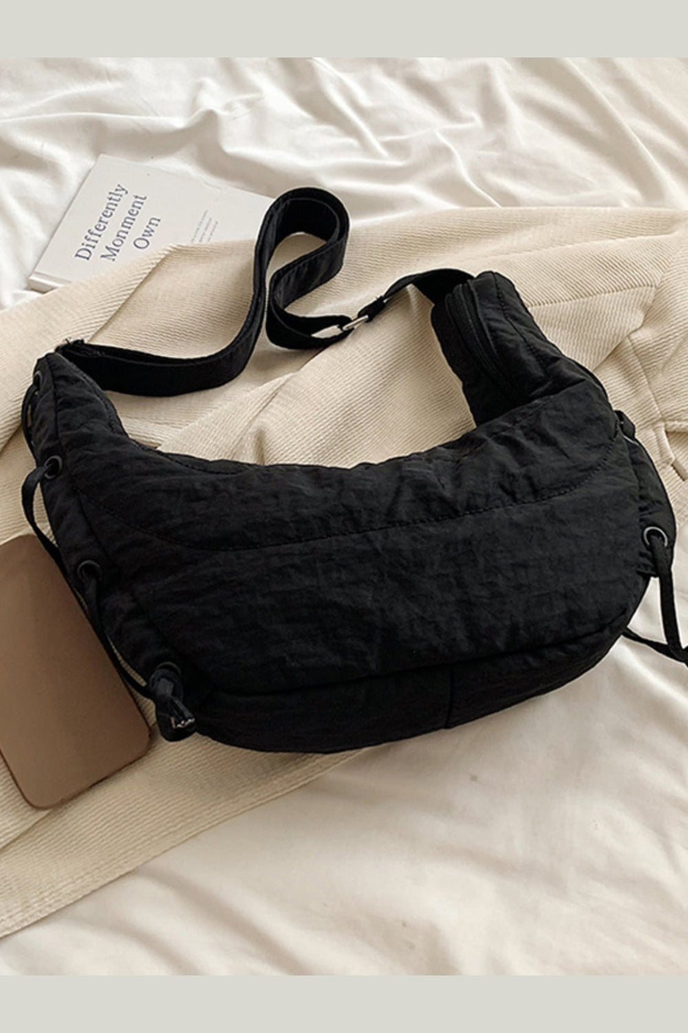 Lace-Up Polyester Crossbody Bag