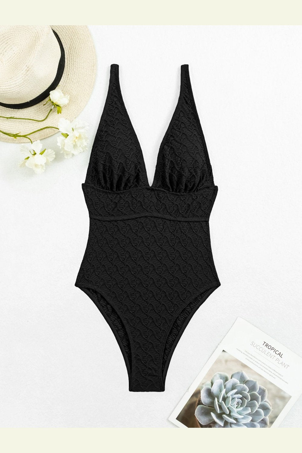 Backless V-Neck Sleeveless One-Piece Swimwear