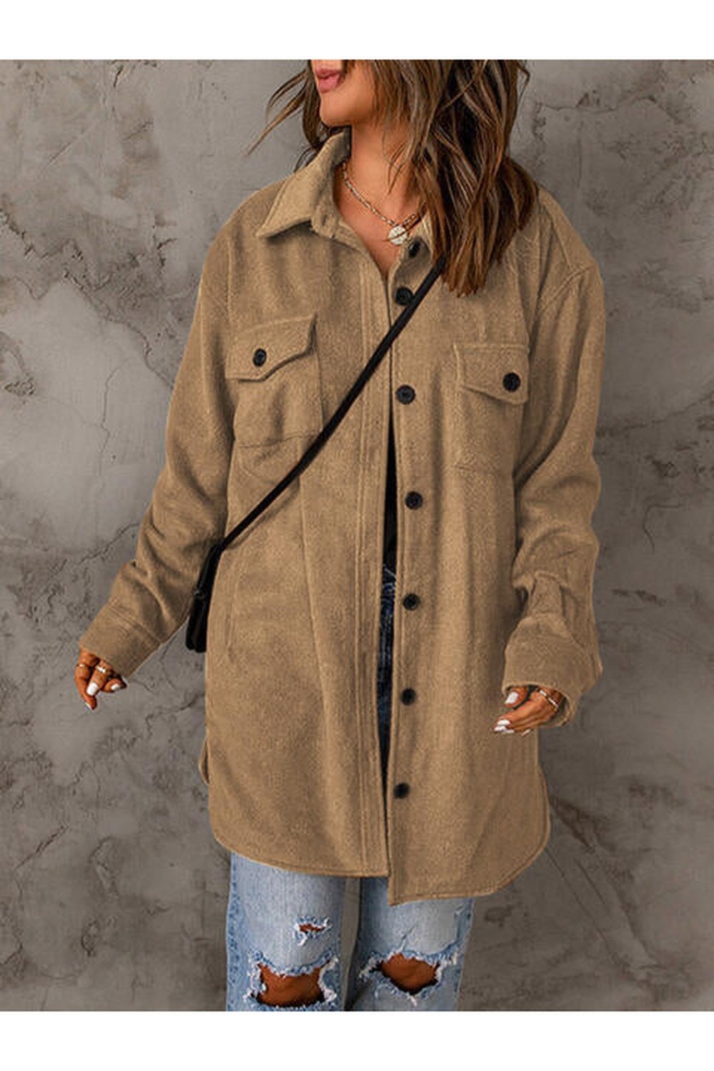 Drop Shoulder Button Down Collared Coat