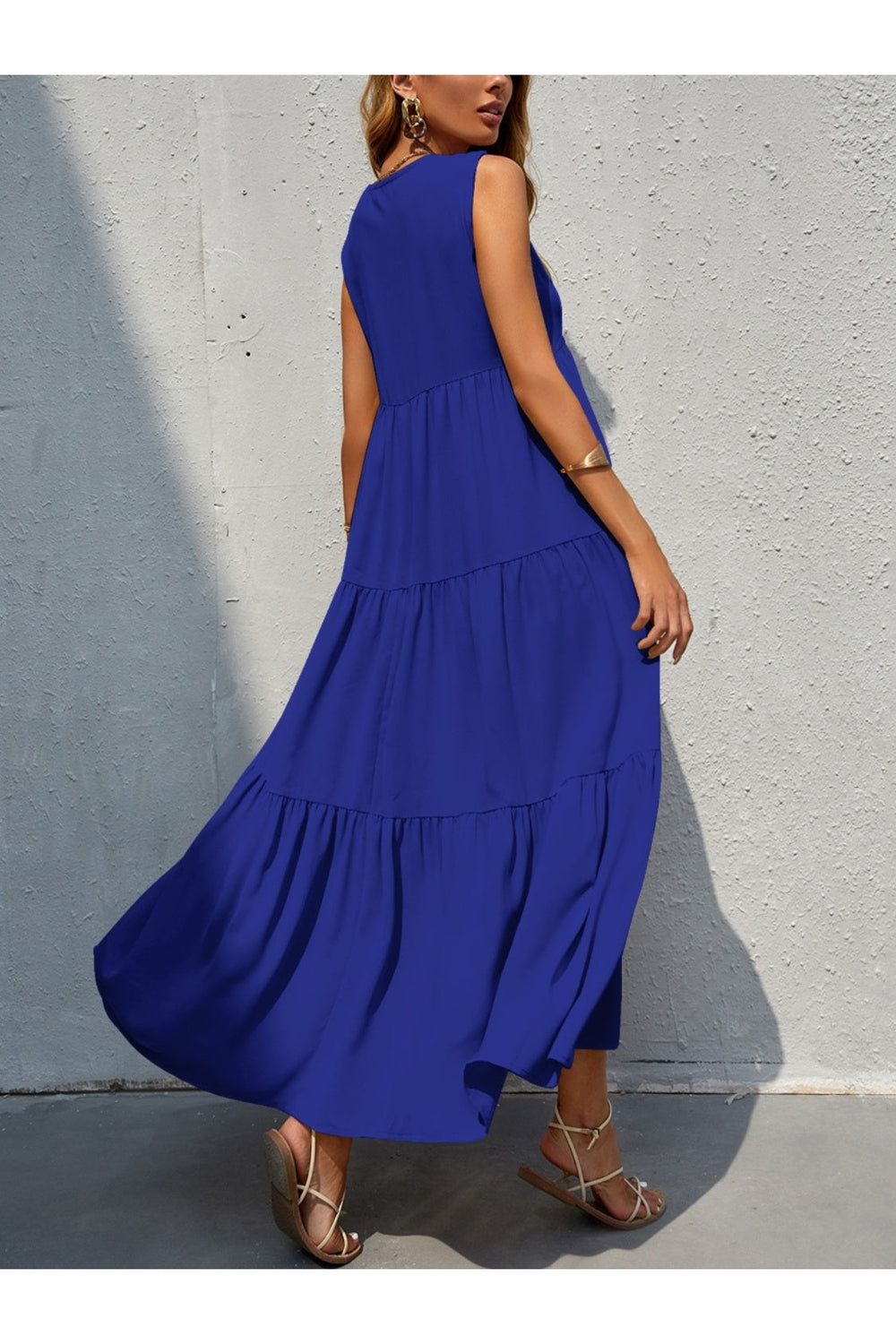 Tiered V-Neck Sleeveless Dress