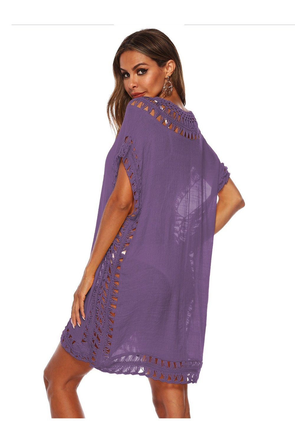 Cutout V-Neck Short Sleeve Cover-Up