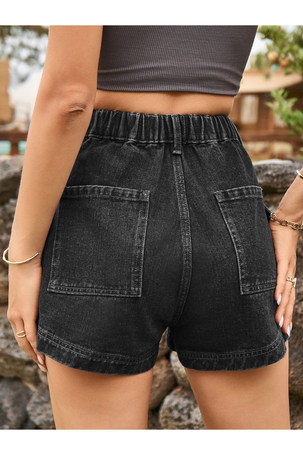 High Waist Denim Shorts with Pockets