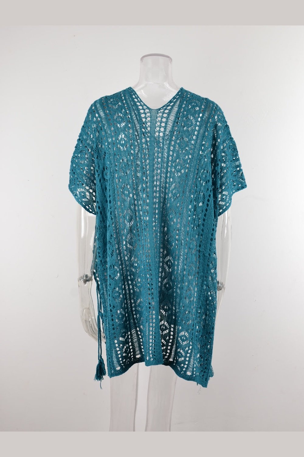 Cutout V-Neck Cover-Up with Tassel