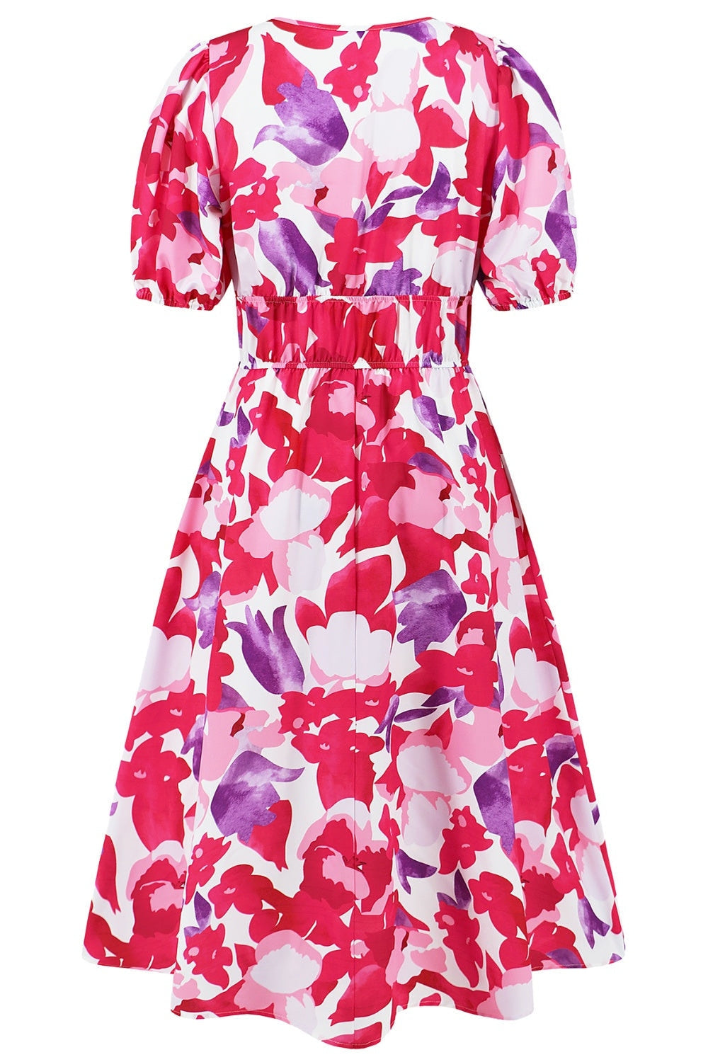 Ruched Printed Surplice Short Sleeve Dress