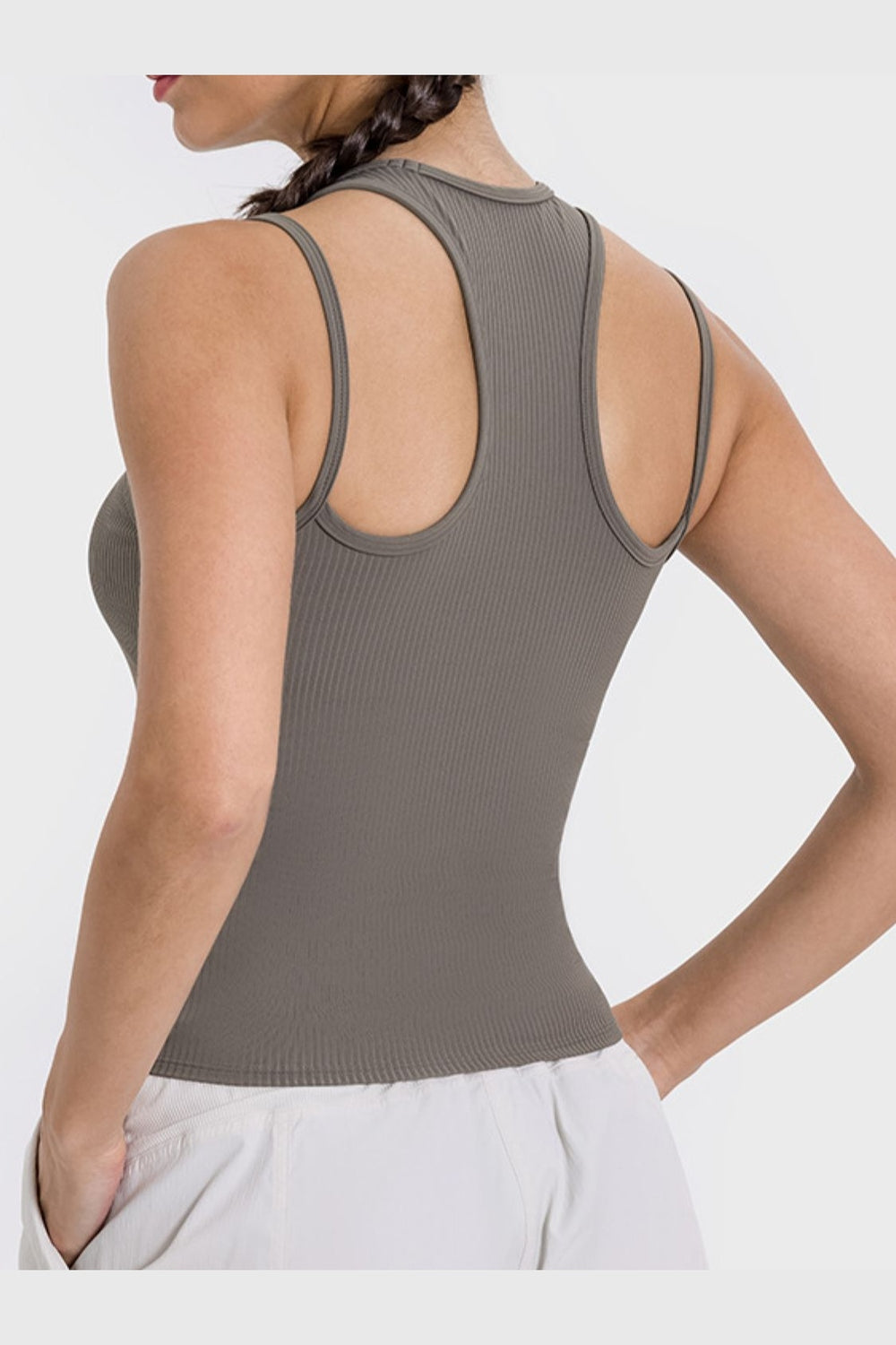 Millennia Cutout Round Neck Racerback Active Tank