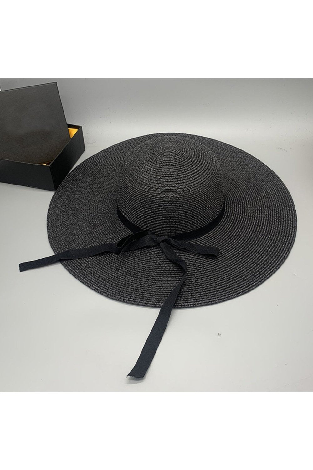 Bow Paper Braided Wide Brim Hat