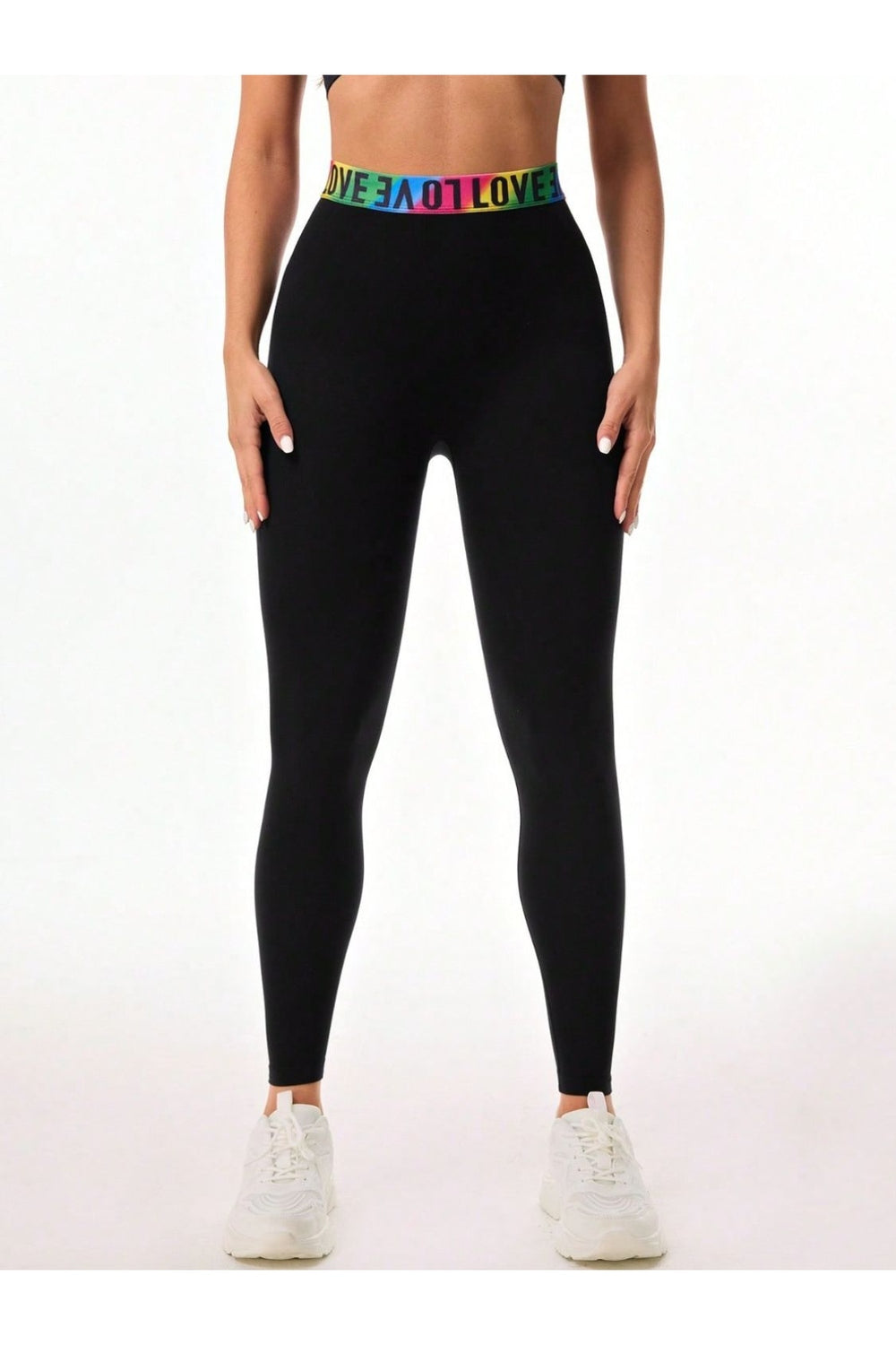 Letter Printed High Waist Active Leggings