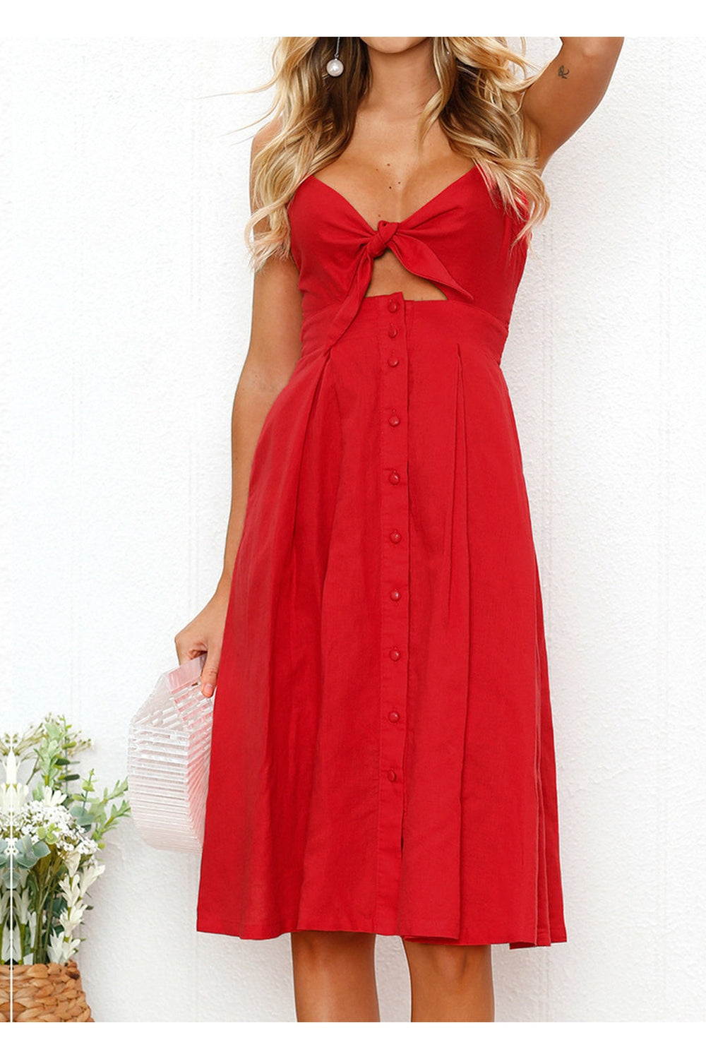 Cutout Smocked Sweetheart Neck Cami Dress