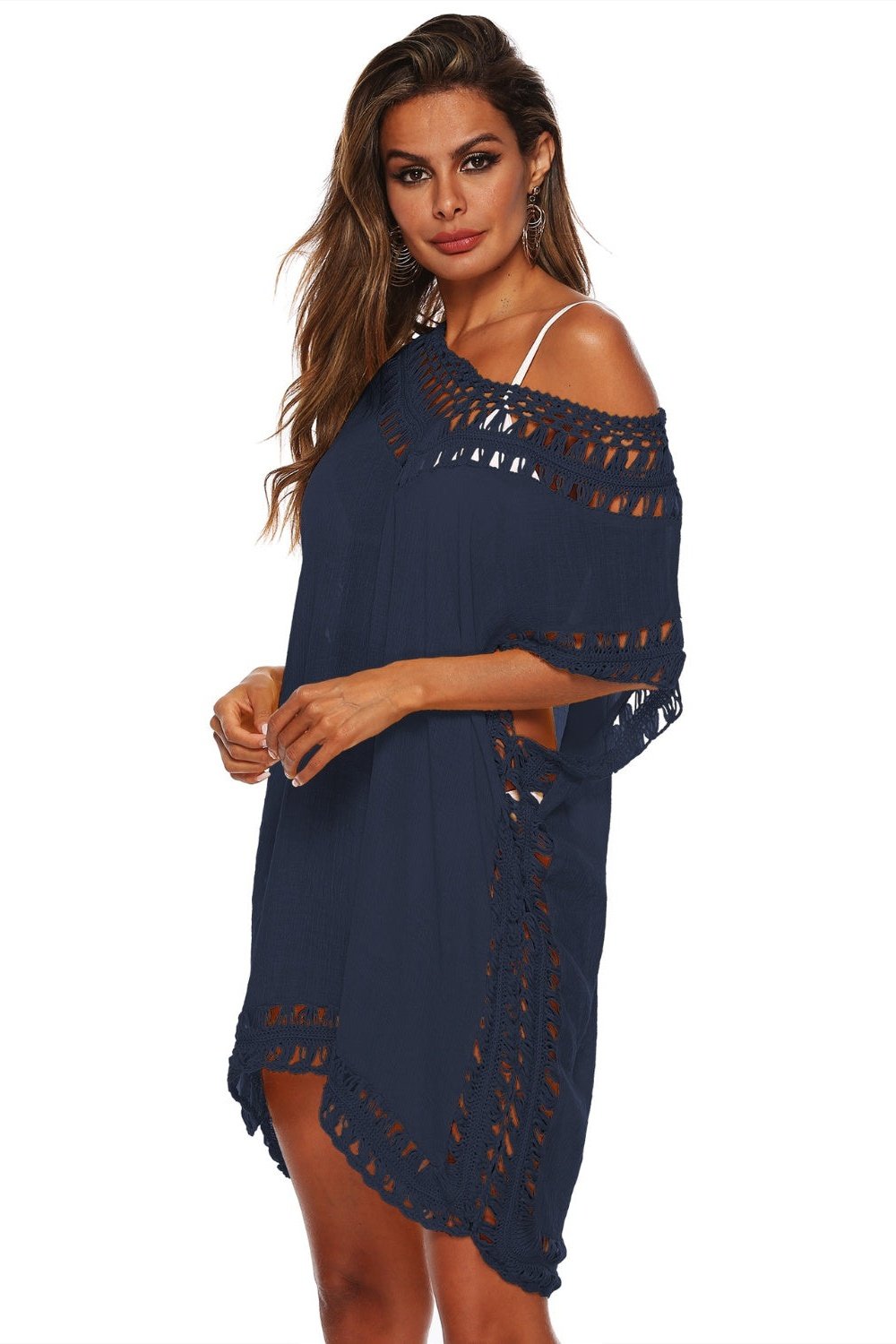 Cutout V-Neck Short Sleeve Cover-Up