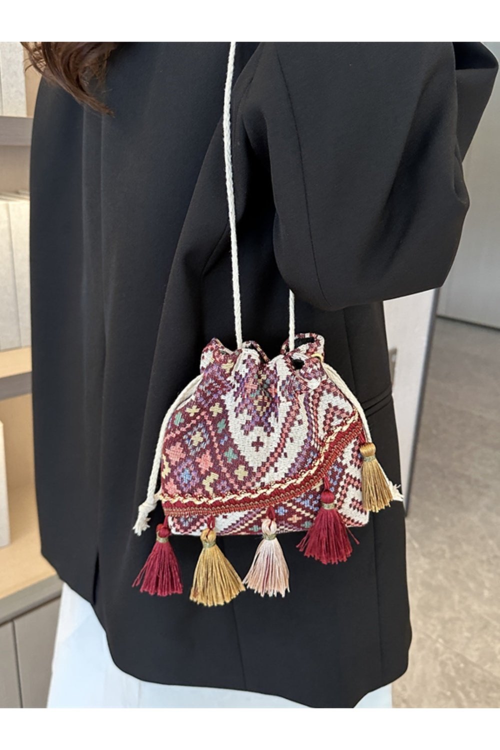 Tassel Spaghetti Strap Shoulder Bag