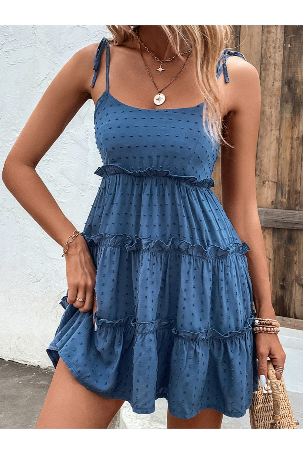 Frill Spaghetti Strap Tiered Dress