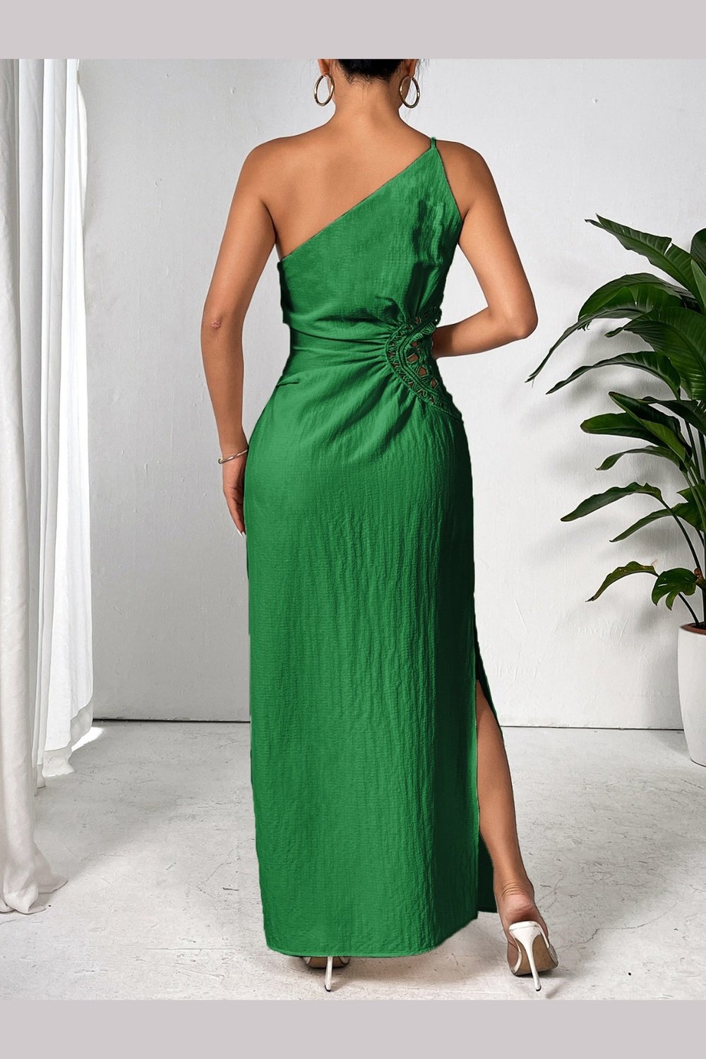 Slit One Shoulder Sleeveless Maxi Dress