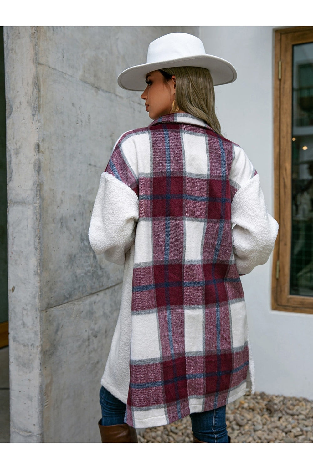 Plaid Dropped Shoulder Longline Coat