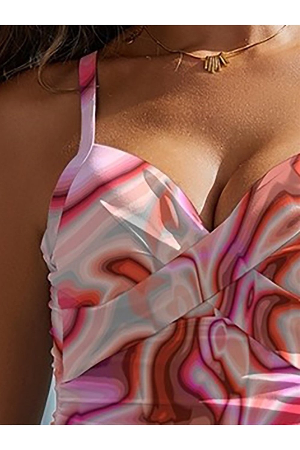 Printed Sweetheart Neck Spaghetti Strap One-Piece Swimwear